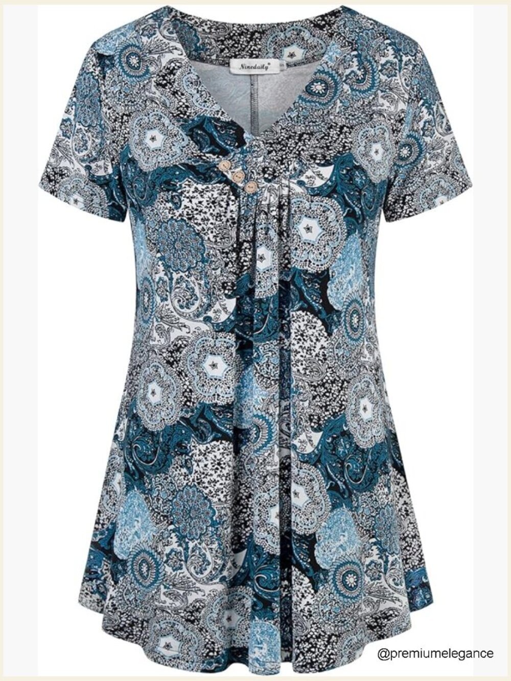 Womens Tunic Summer Short Sleeve V Neck Dressy Blouse Loose Fit